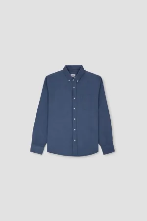 Solid Button Down Shirt For Men - Indigo