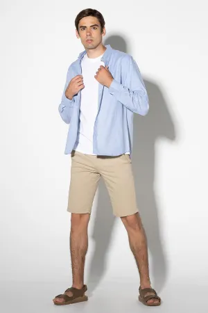 Solid Button Down Shirt For Men - Light Blue