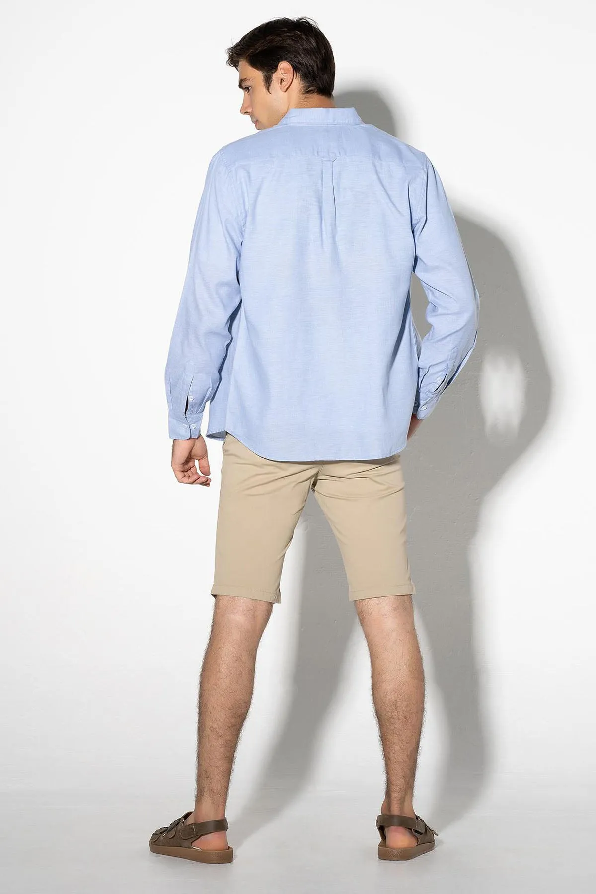 Solid Button Down Shirt For Men - Light Blue