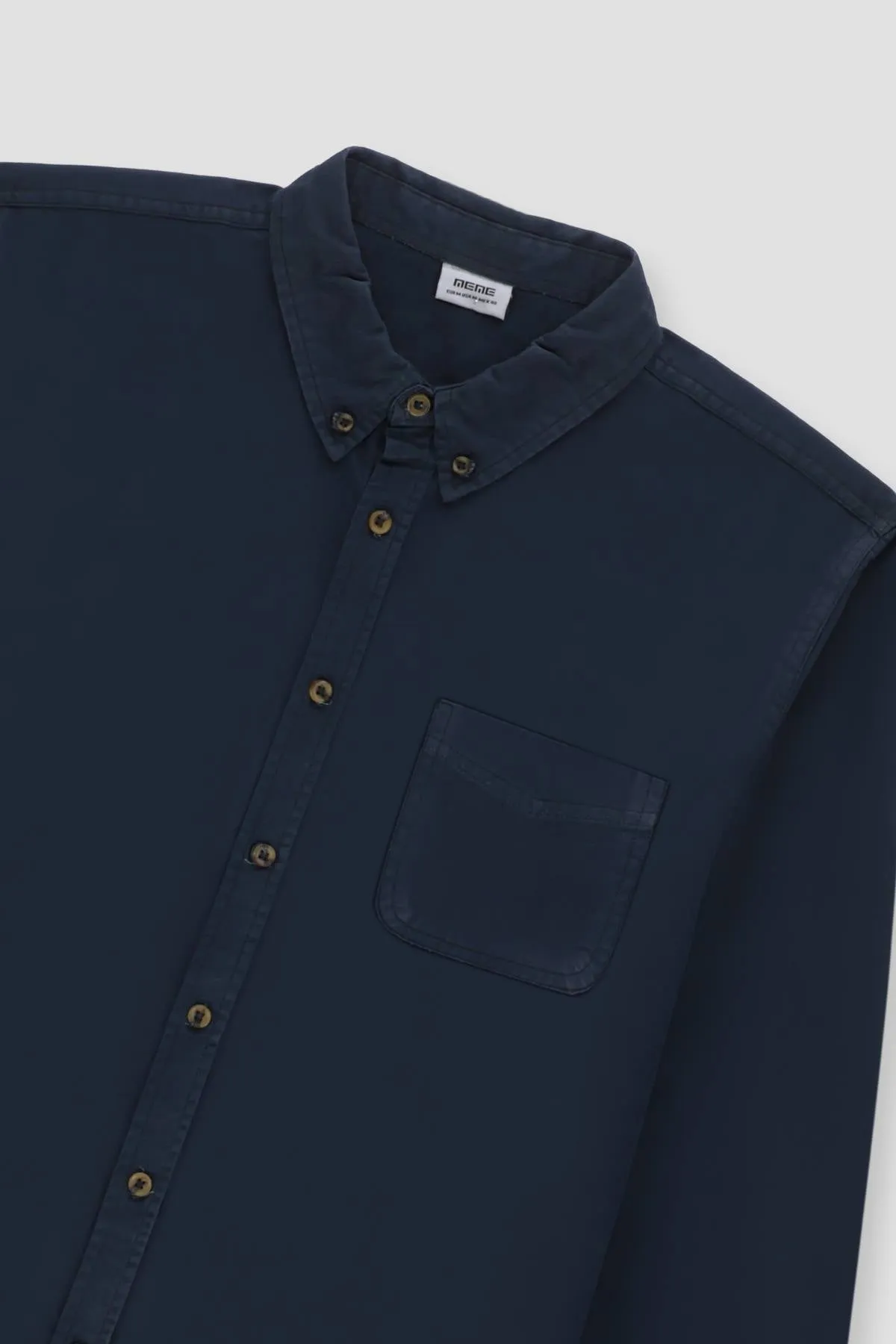 Solid Button Down Shirt For Men - Navy