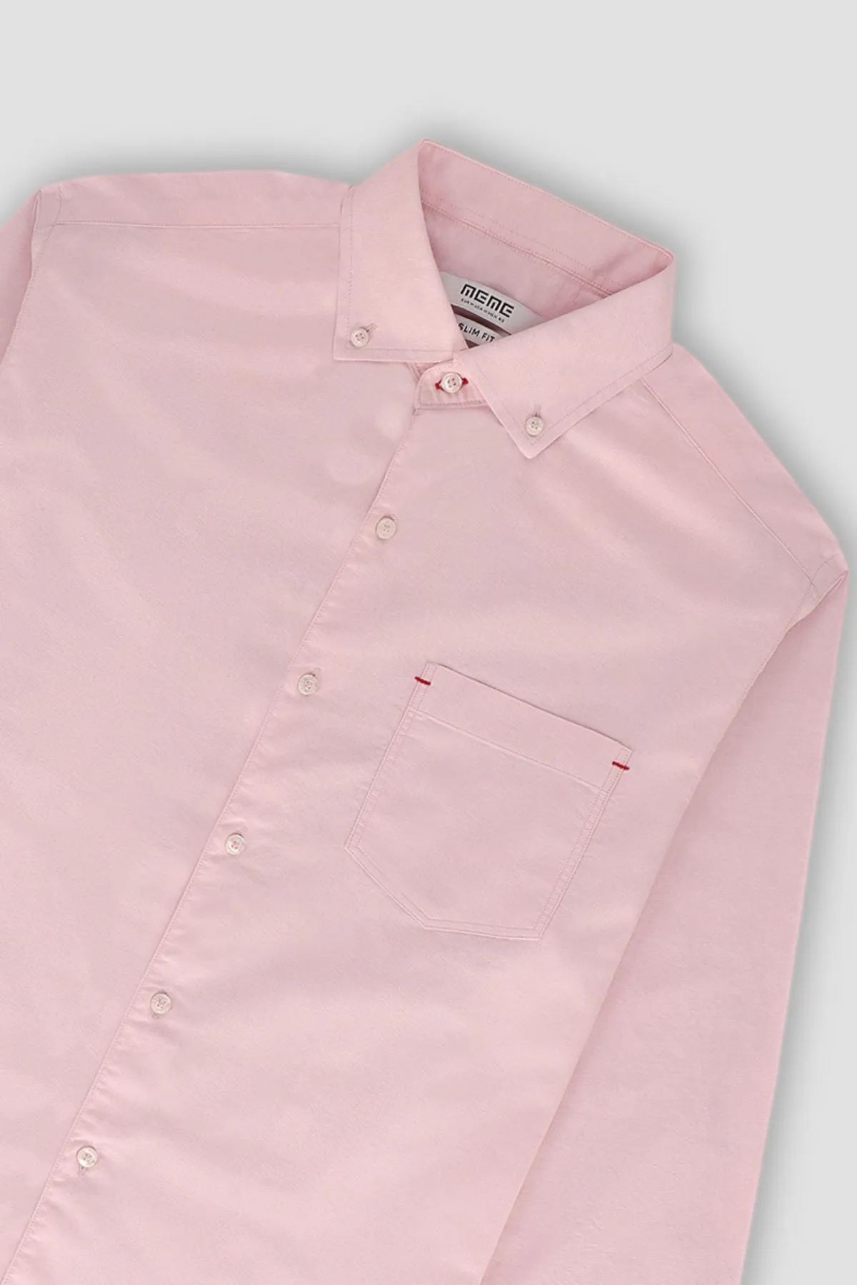 Solid Button Down Shirt For Men - Pink