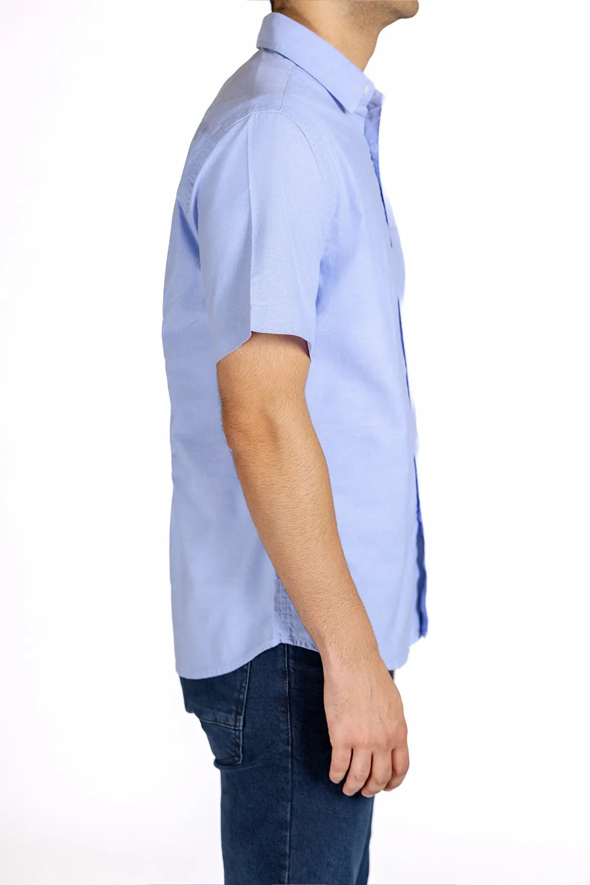Solid Half Sleeve Shirt For Men - Blue
