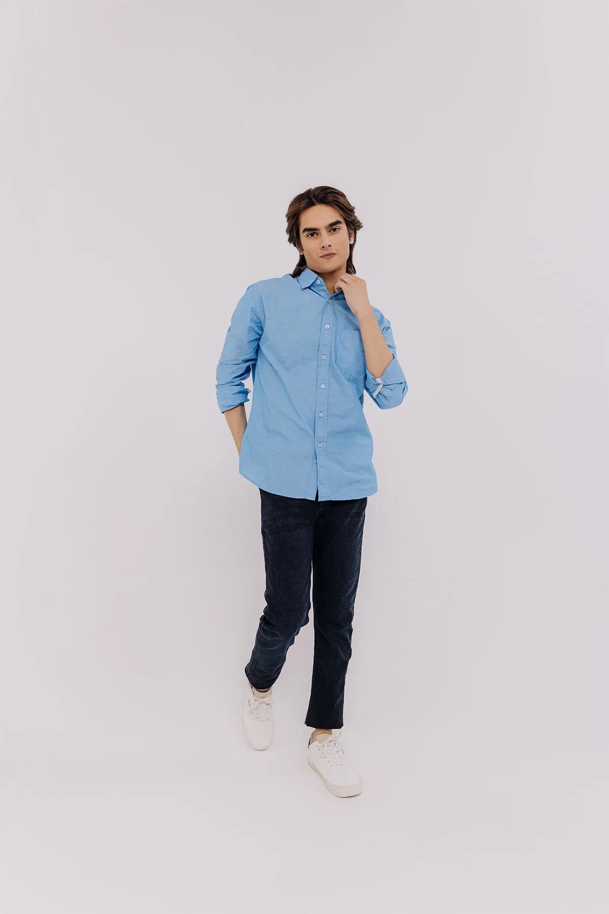 Solid Shirt For Men - Blue