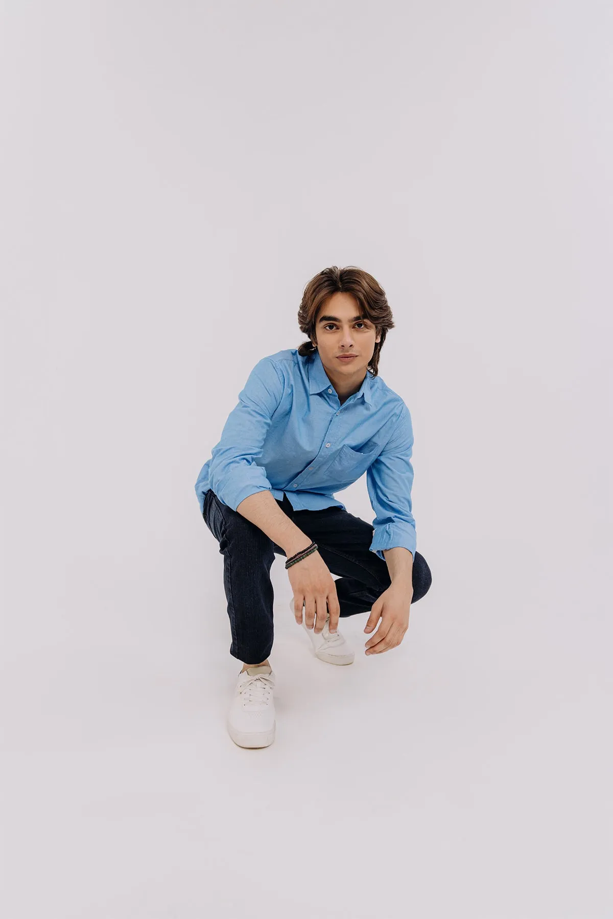 Solid Shirt For Men - Blue