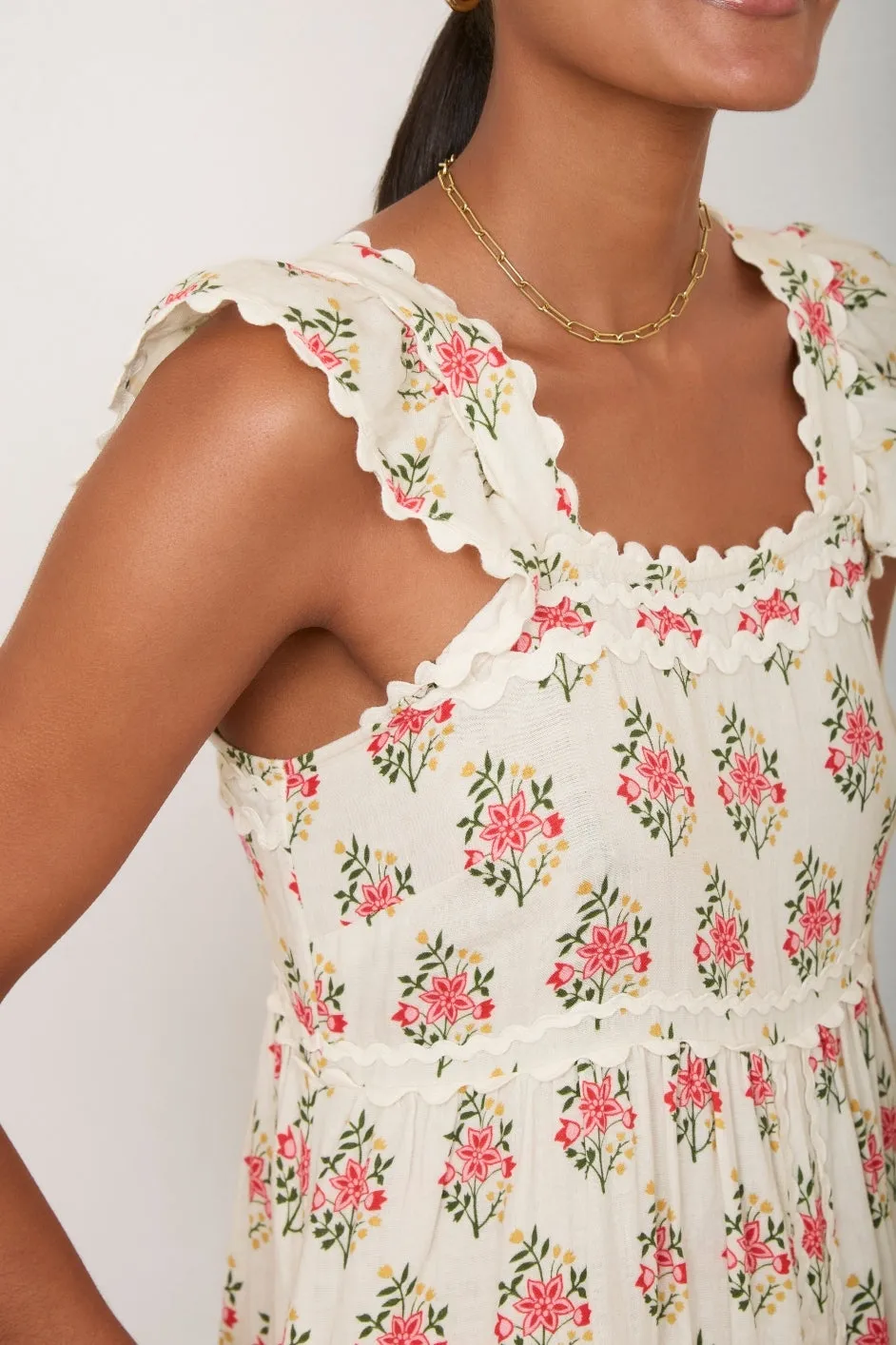Sophia Dress - Ivory Woodblock