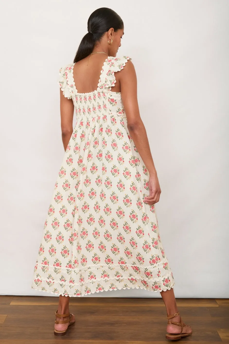 Sophia Dress - Ivory Woodblock