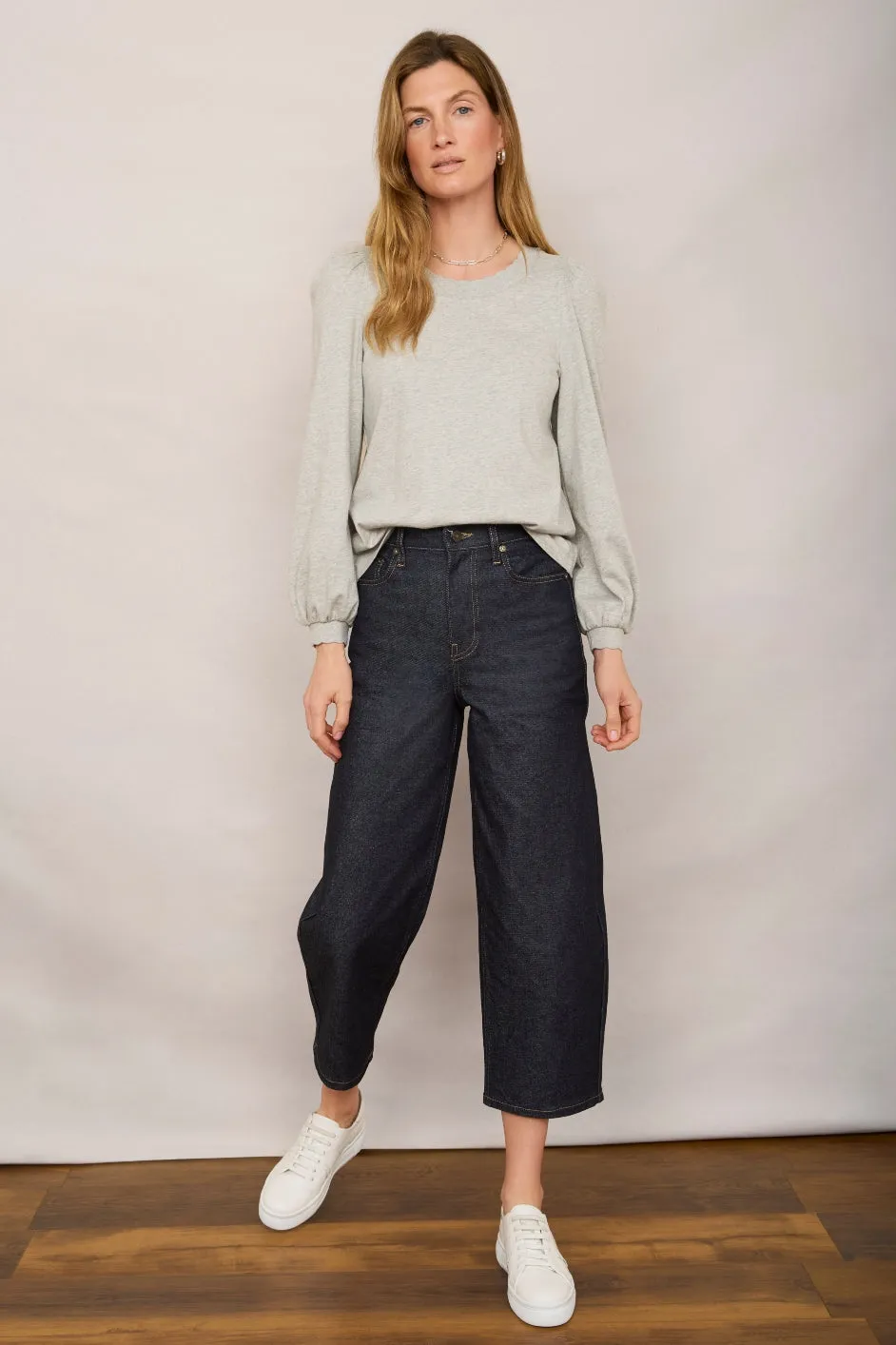 Stephanie Crew Neck Top - Grey Marl