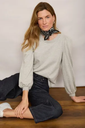 Stephanie Crew Neck Top - Grey Marl