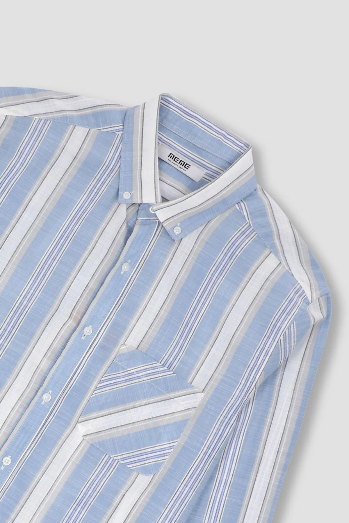 Stripe Button Down Shirt For Men - Blue Stripe
