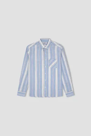 Stripe Button Down Shirt For Men - Blue Stripe