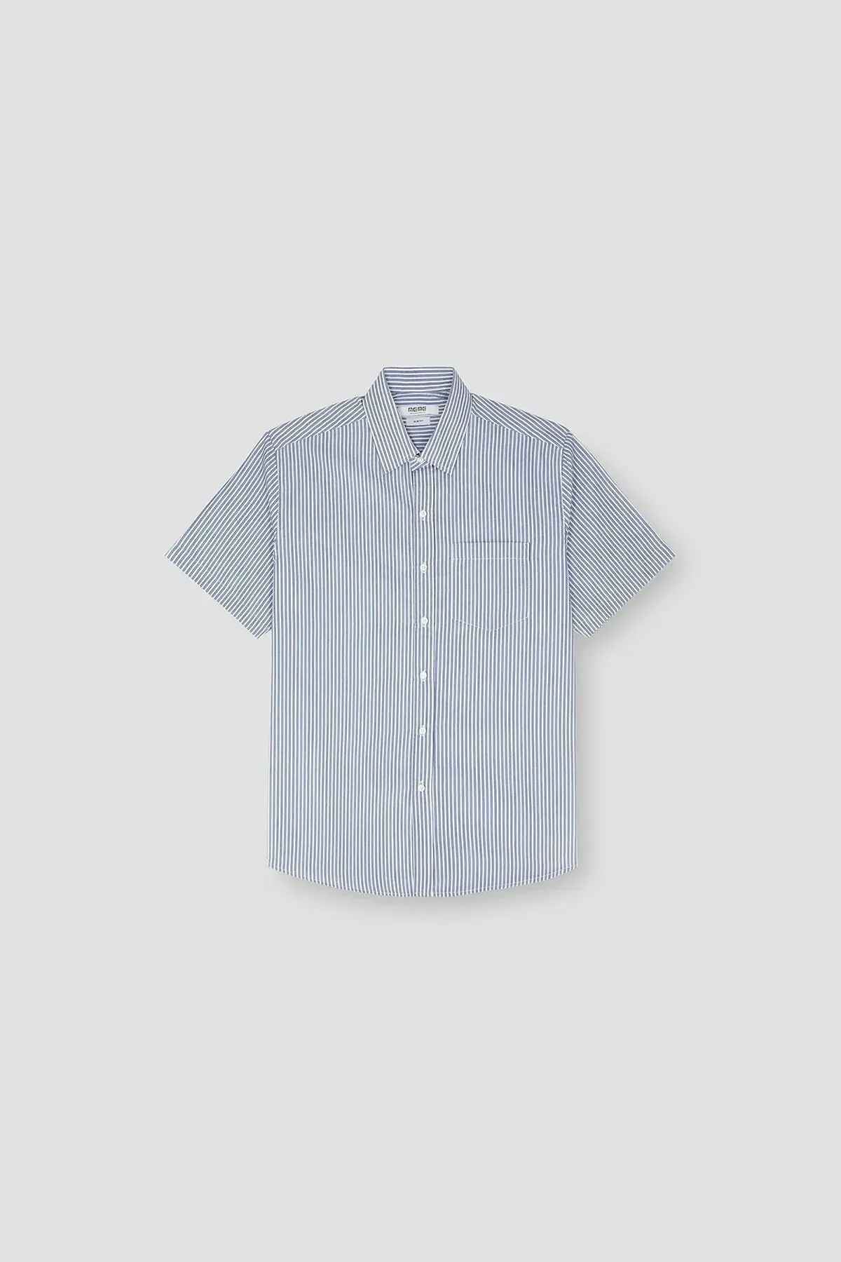 Stripe Half Sleeve Shirt For Men - Light Grey Blue - New Arrival