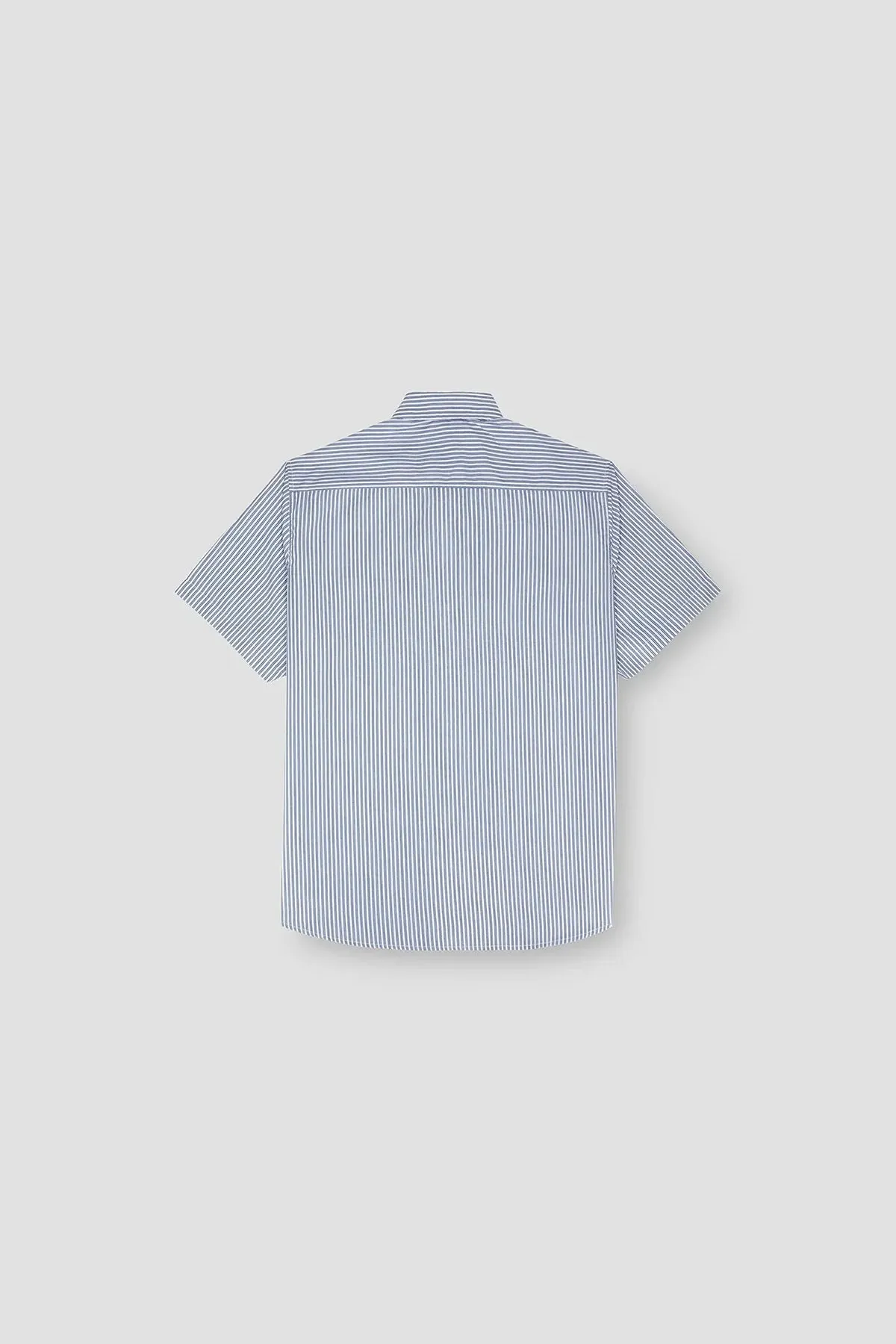 Stripe Half Sleeve Shirt For Men - Light Grey Blue - New Arrival