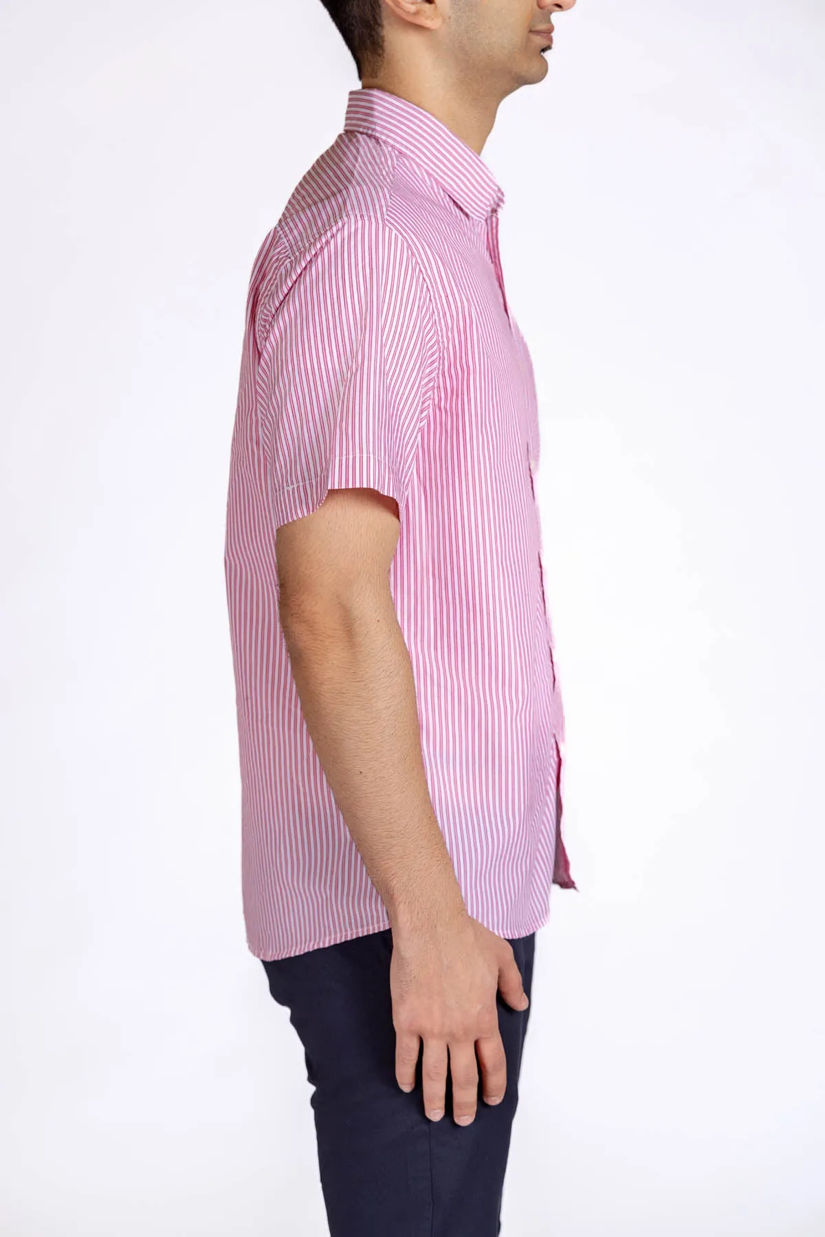 Stripe Half Sleeve Shirt For Men - Pink Stripes