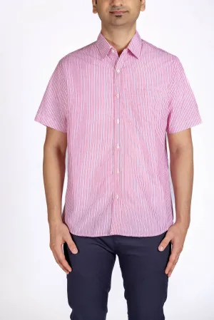 Stripe Half Sleeve Shirt For Men - Pink Stripes