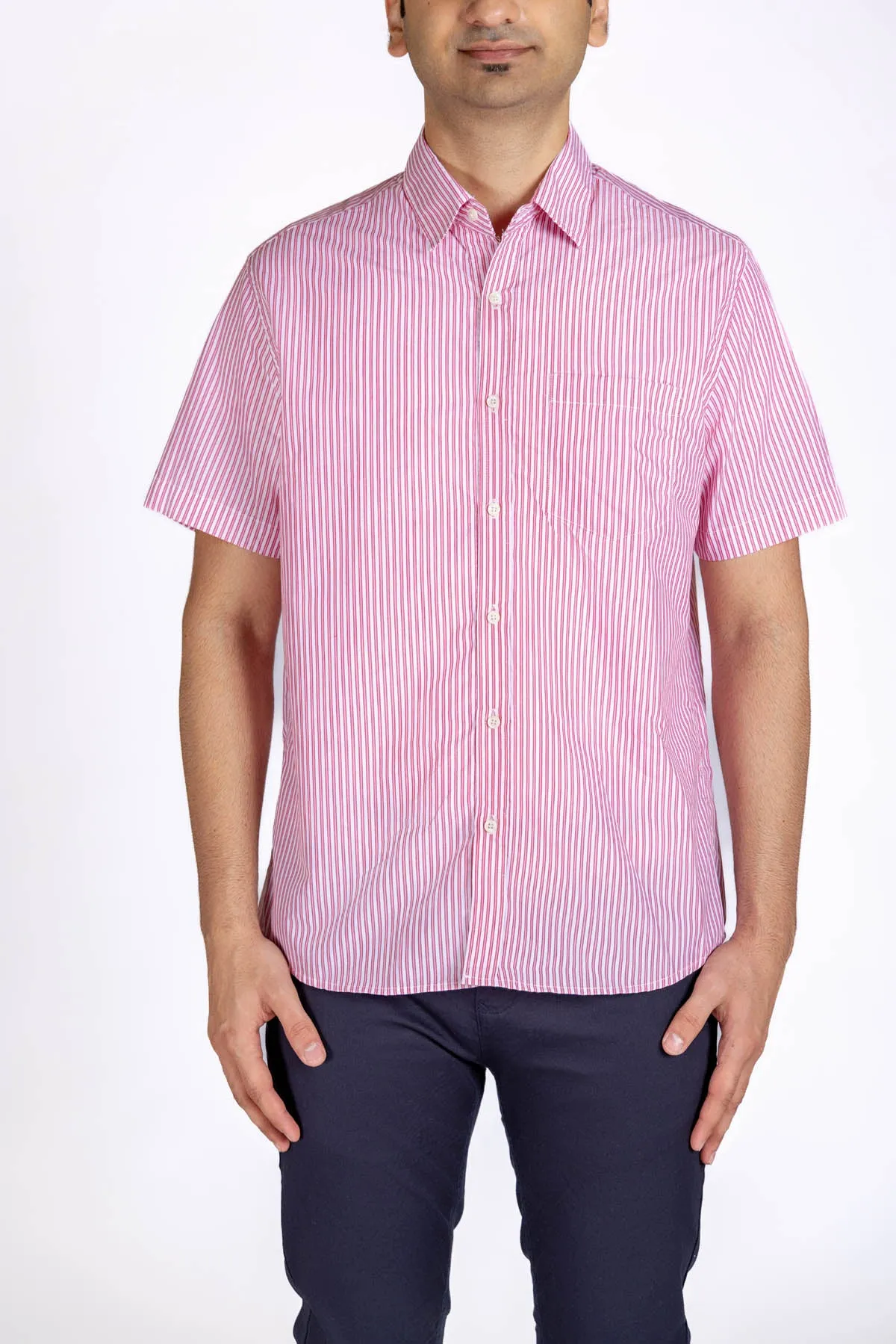 Stripe Half Sleeve Shirt For Men - Pink Stripes