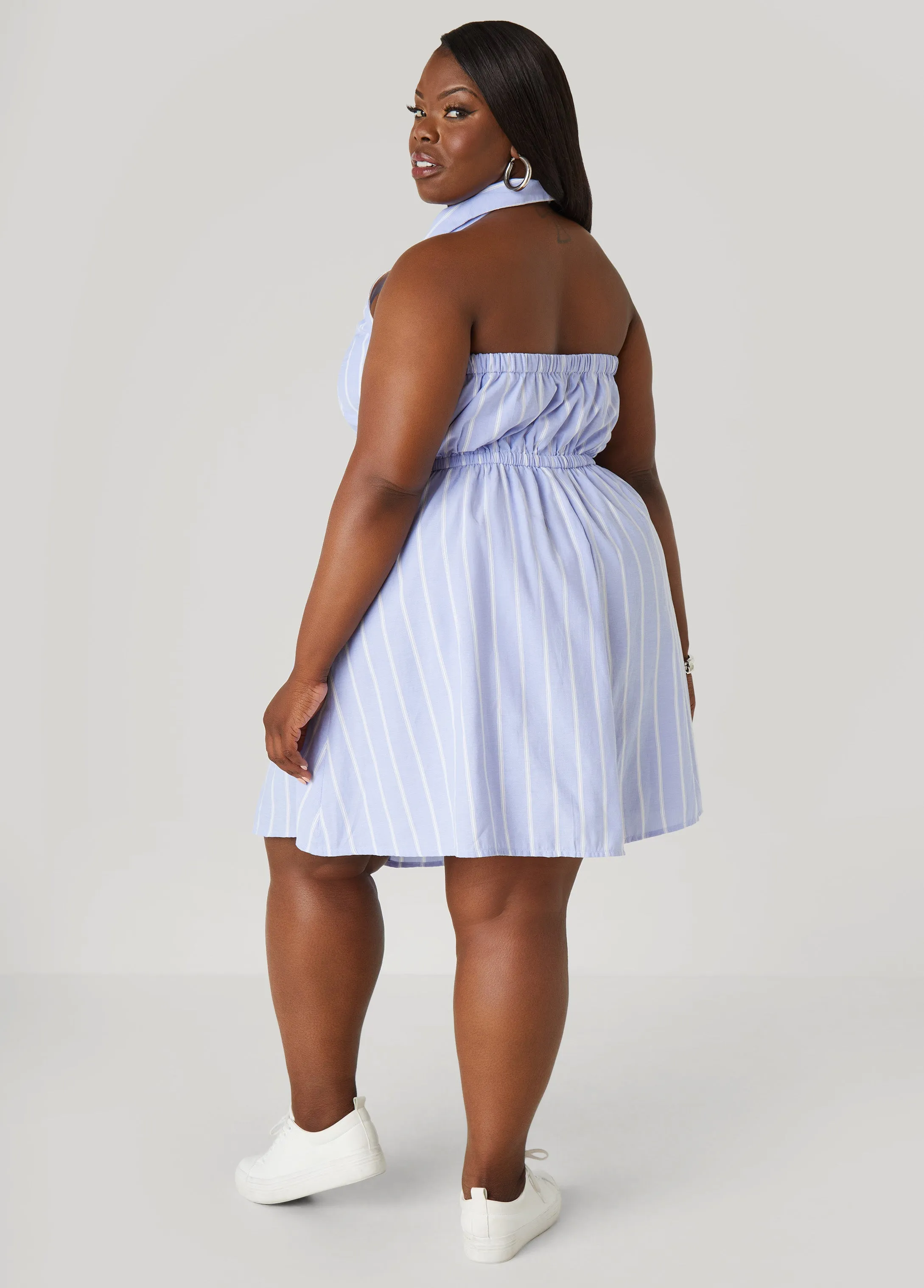 Striped Oxford Halter Dress