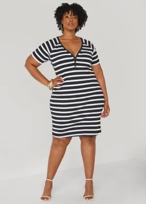Striped Ribbed T Shirt Dress
