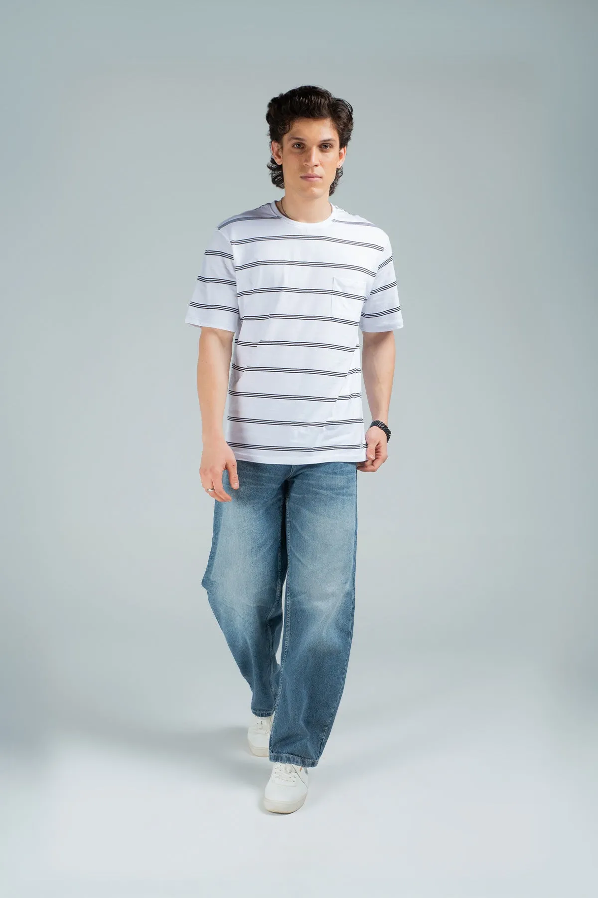 Stripper Pocketed T-Shirt For Men - White - New Arrival