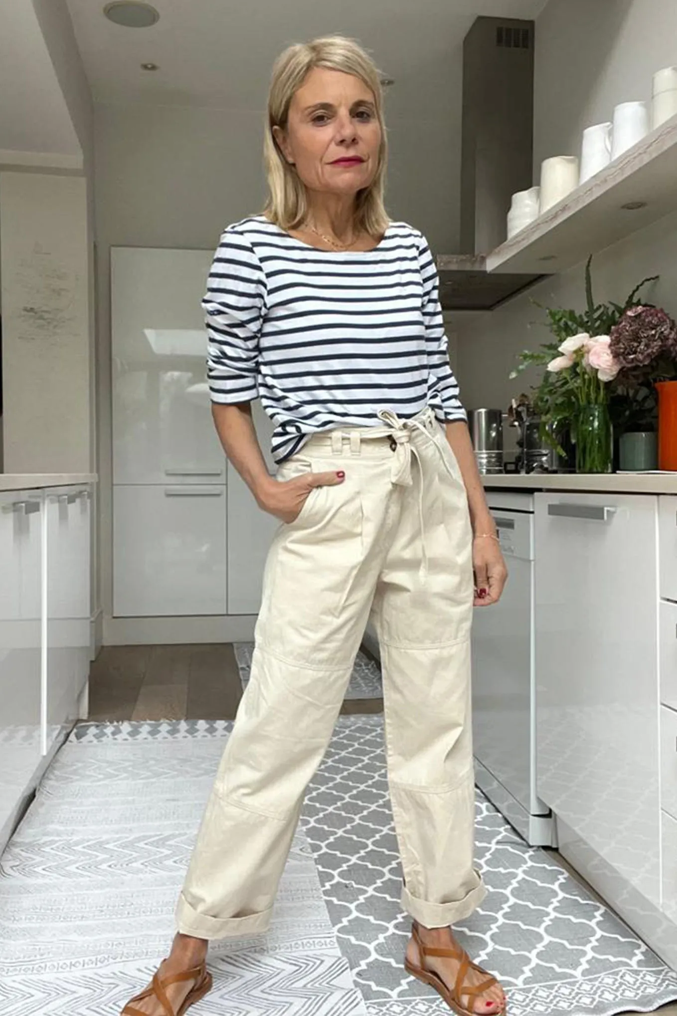 Talia Cotton Cargo Trouser - Ecru