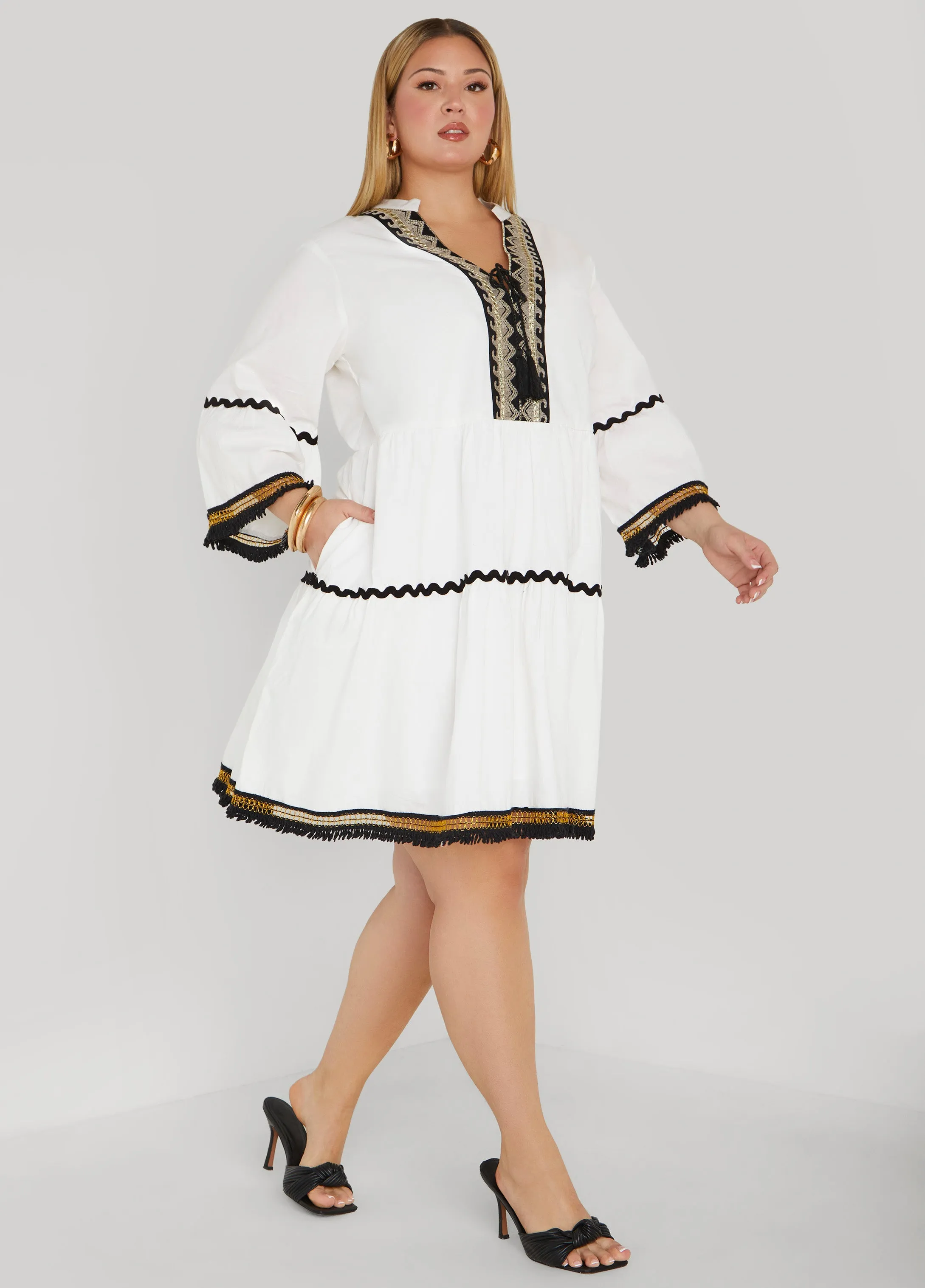Tasseled Cotton Swing Dress