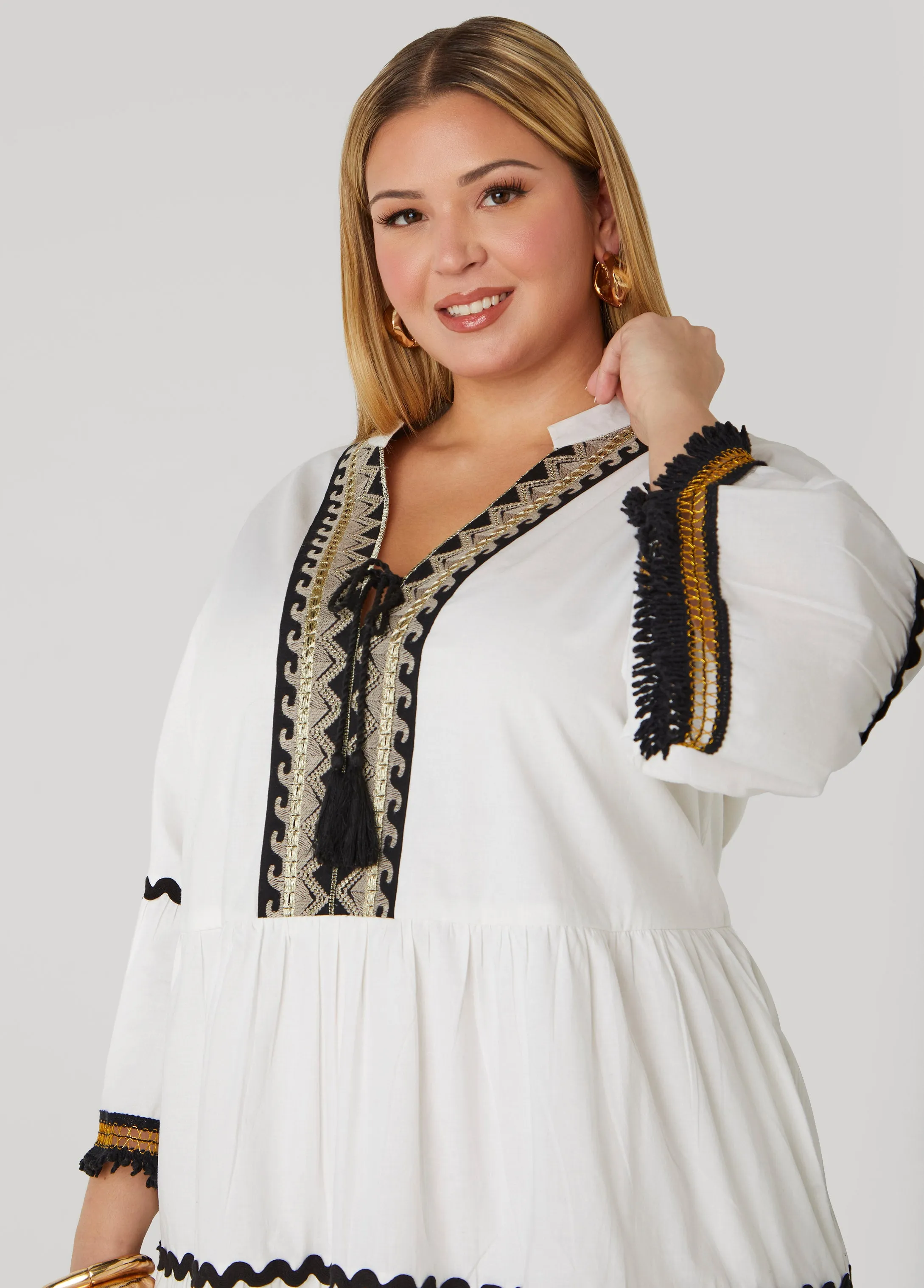Tasseled Cotton Swing Dress