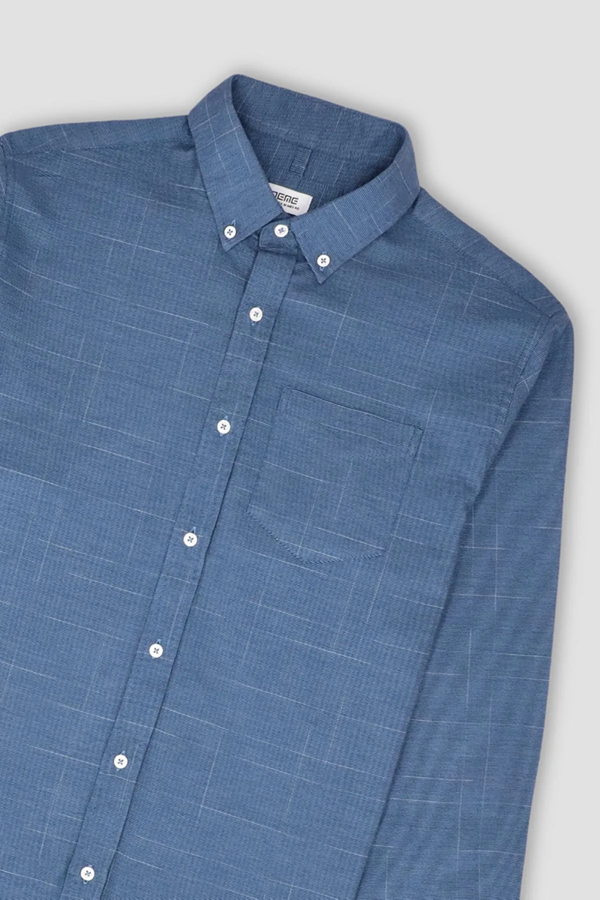Texture Button Down Shirt For Men - Blue