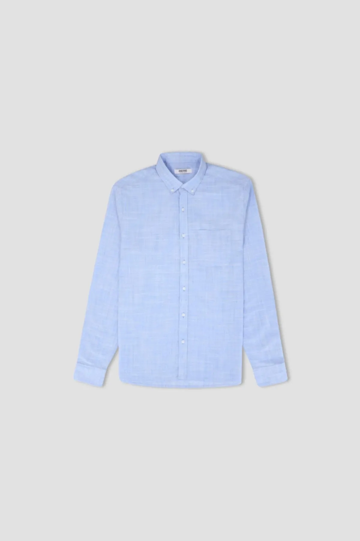 Texture Button Down Shirt For Men - Chambray