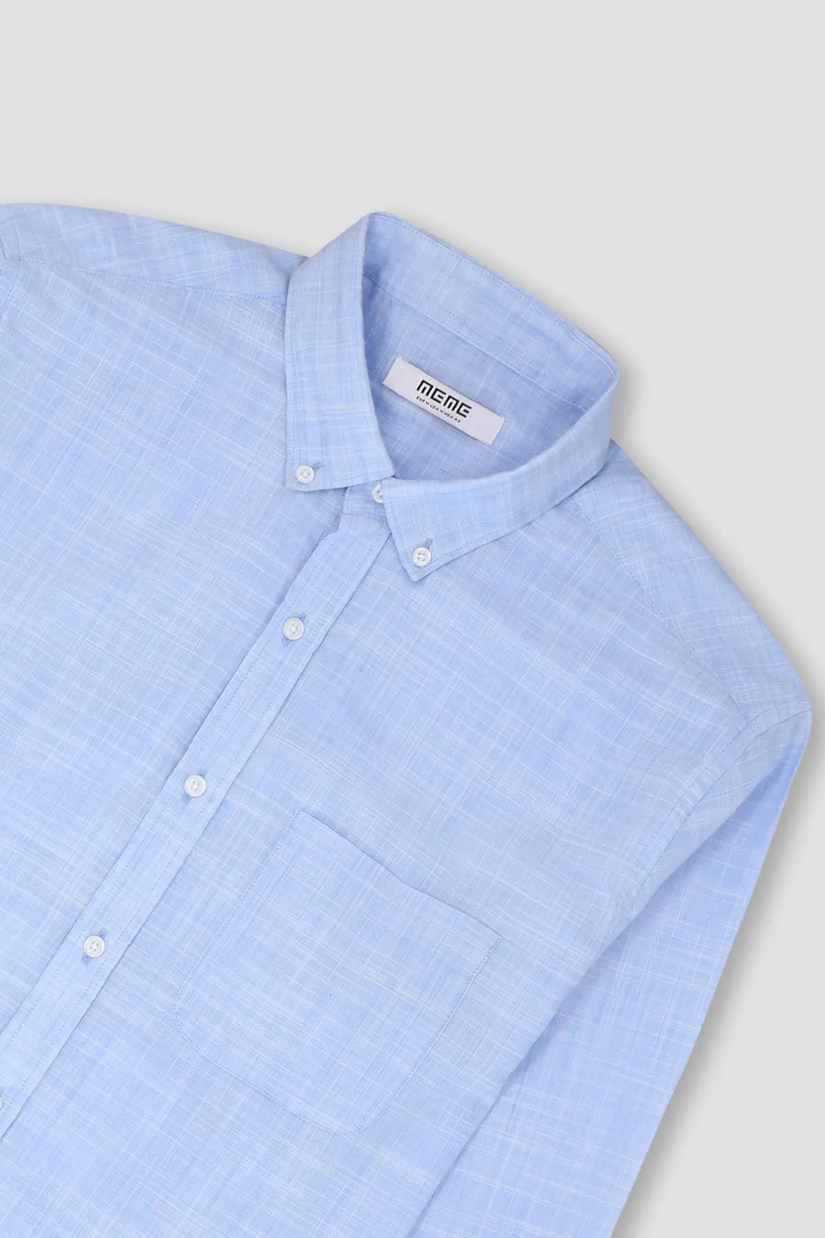 Texture Button Down Shirt For Men - Chambray