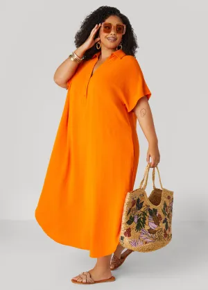 Textured Maxi Shirtdress