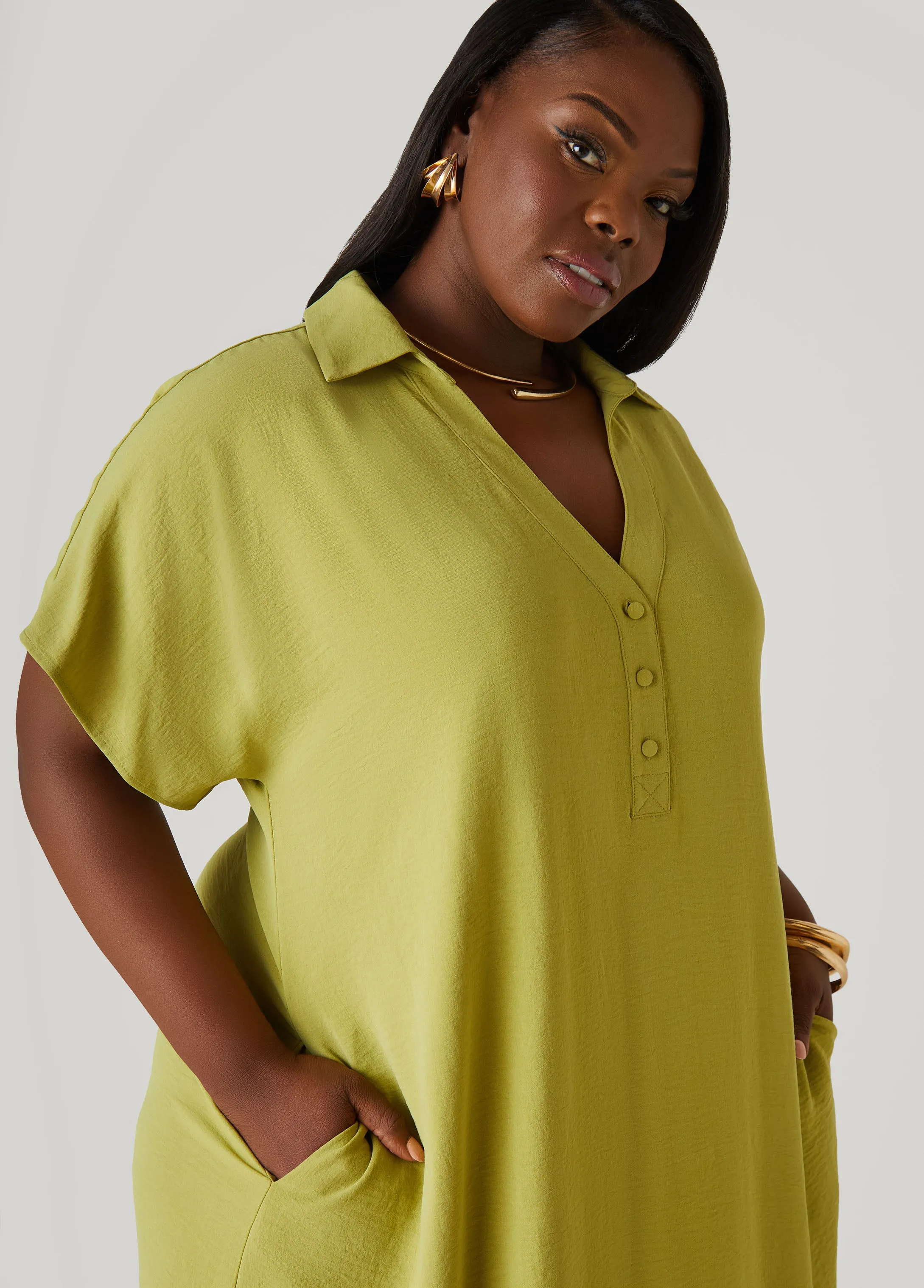 Textured Maxi Shirtdress