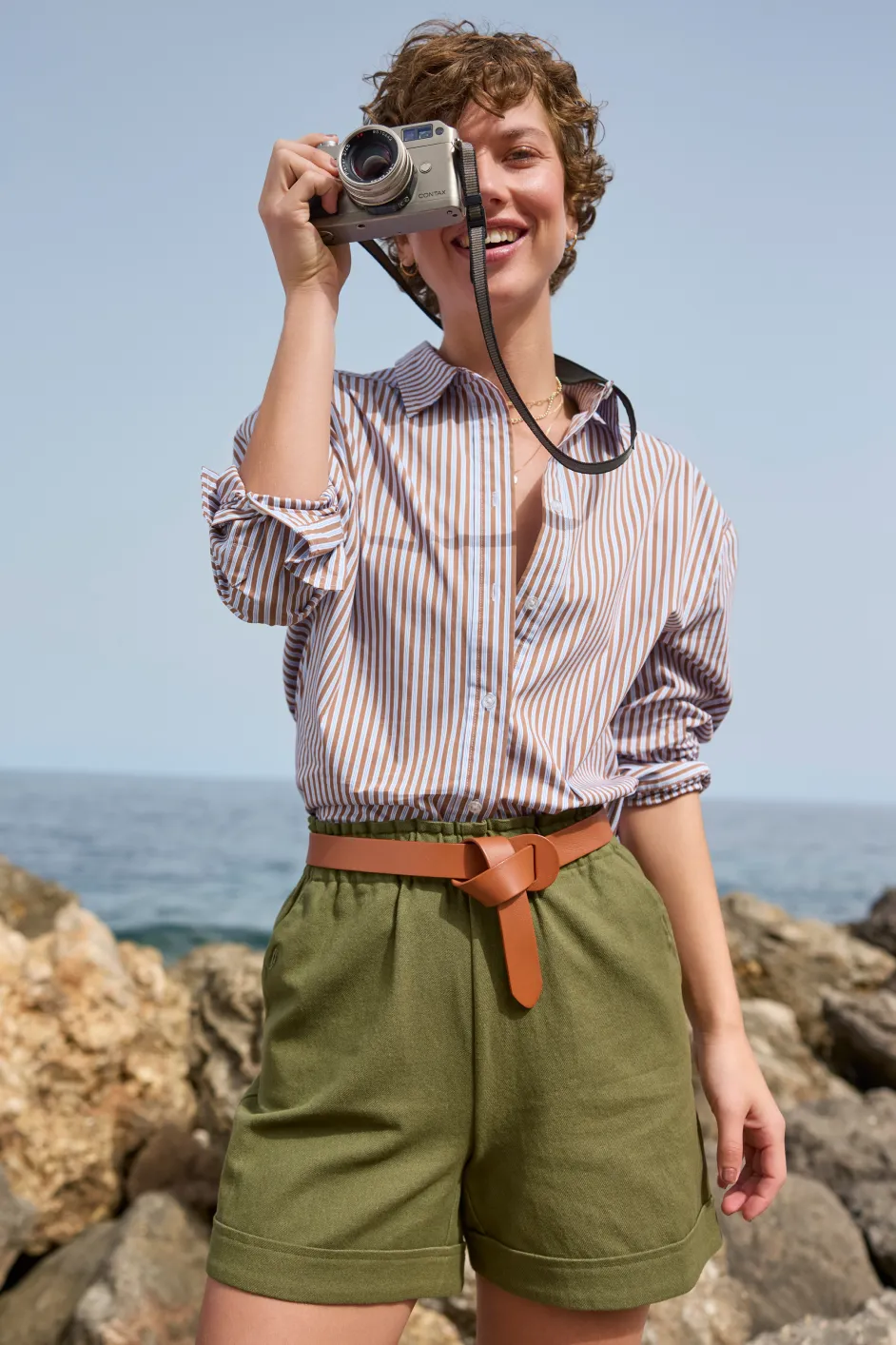 Thomasina Shirt - Tan Stripe