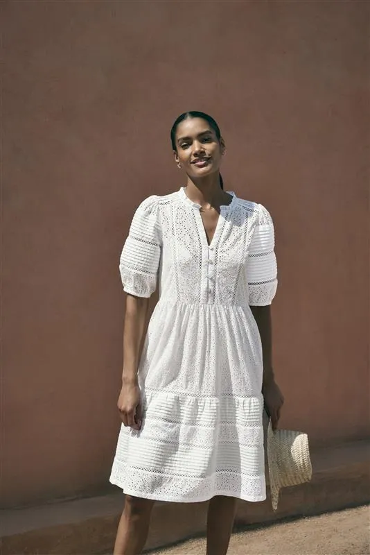 Tilly Broderie Dress - White