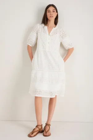 Tilly Broderie Dress - White