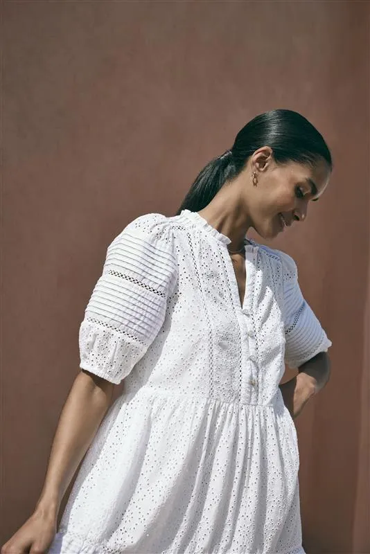 Tilly Broderie Dress - White