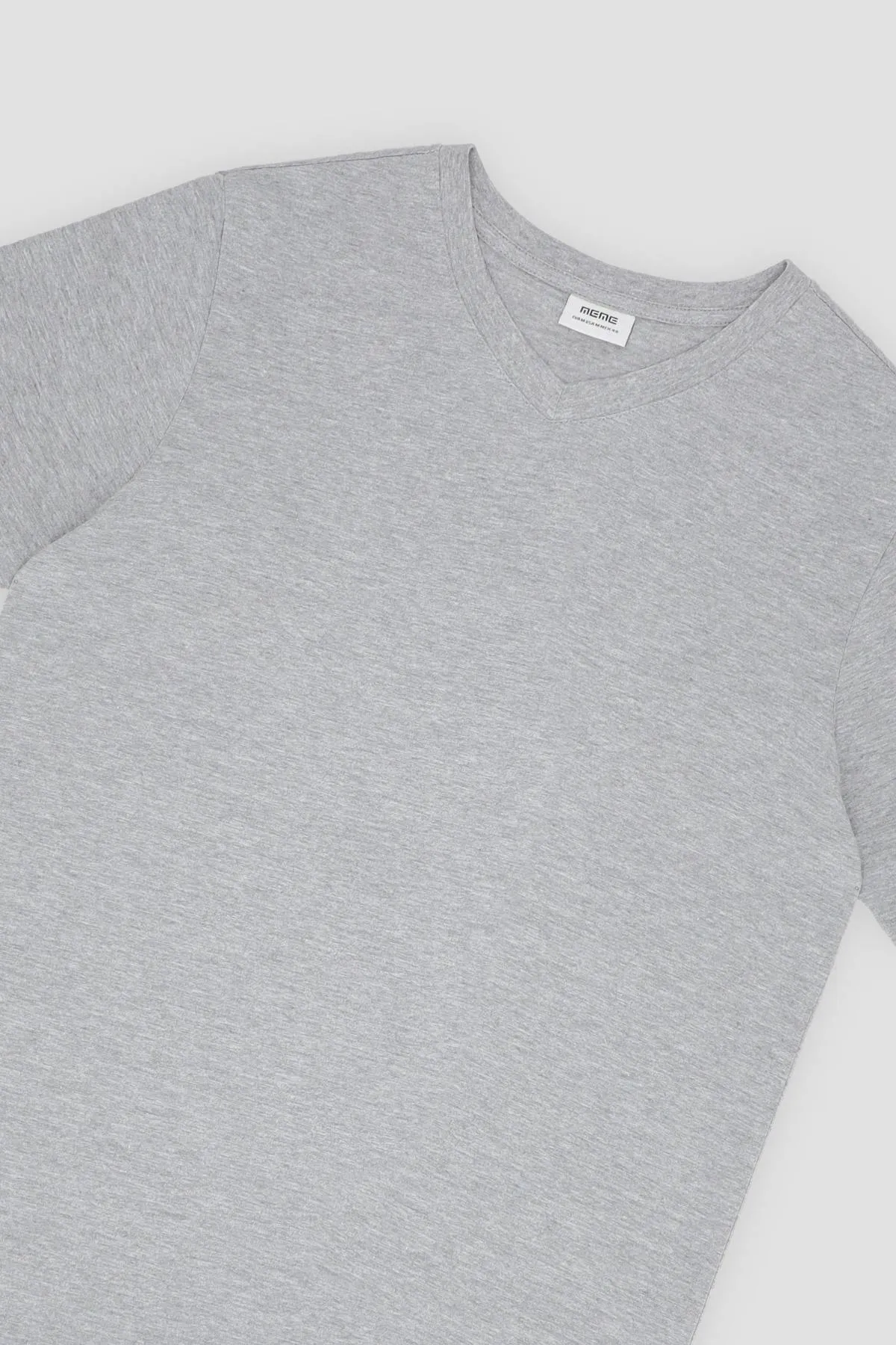 V-Neck Basic T-Shirt For Men - Heather Grey