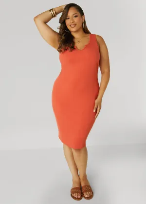 V Neck Ribbed Tank Dress