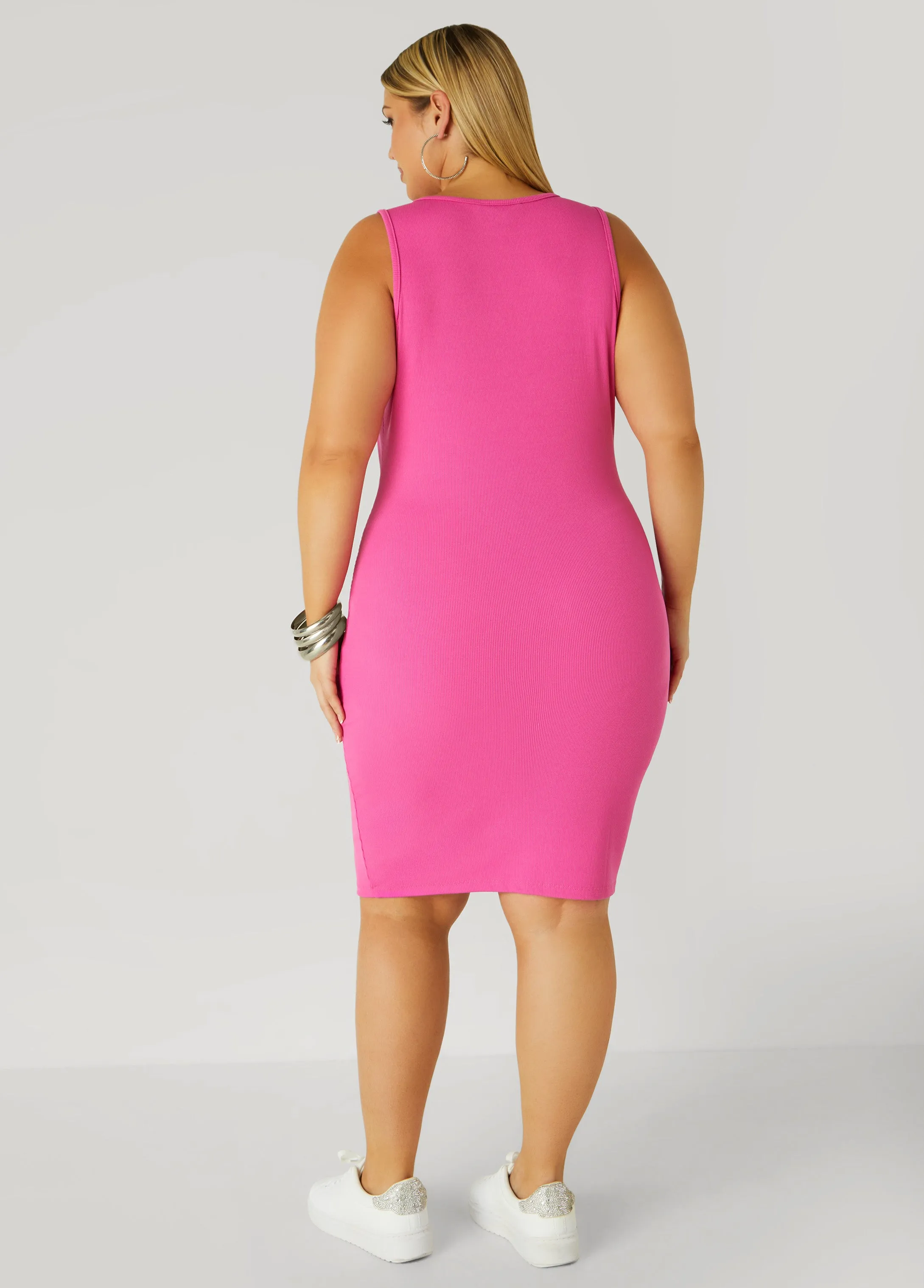 V Neck Ribbed Tank Dress
