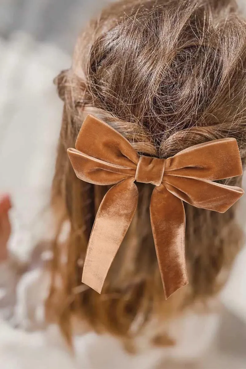 Velvet Bow Clip ((9 colors))