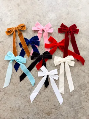 Velvet Bow Clip ((9 colors))