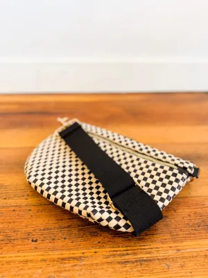 Woven Crossbody Bag (Black and White Checkered)