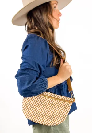 Woven Crossbody Bag (Tan Checkered)